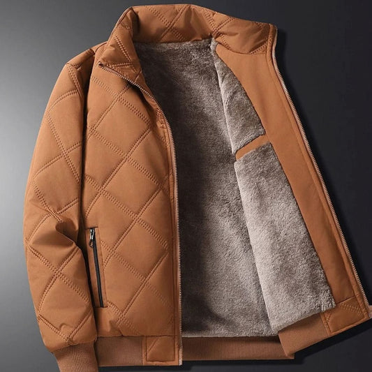 Men's Fleece-Lined Quilted Windproof Winter Jacket