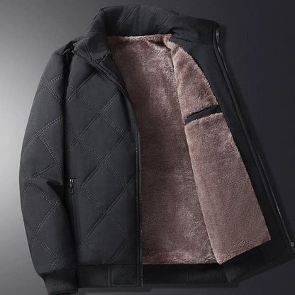 Men's Fleece-Lined Quilted Windproof Winter Jacket