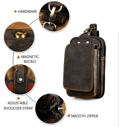 Men's Leather Waist Bag With Adjustable Strap