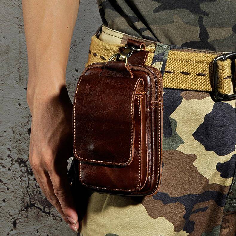 Men's Leather Waist Bag With Adjustable Strap