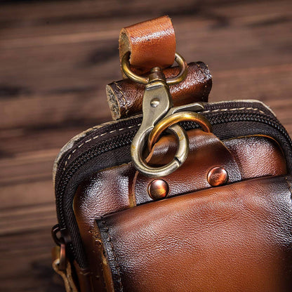 Men's Leather Waist Bag With Adjustable Strap