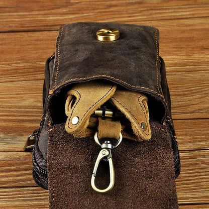 Men's Leather Waist Bag With Adjustable Strap