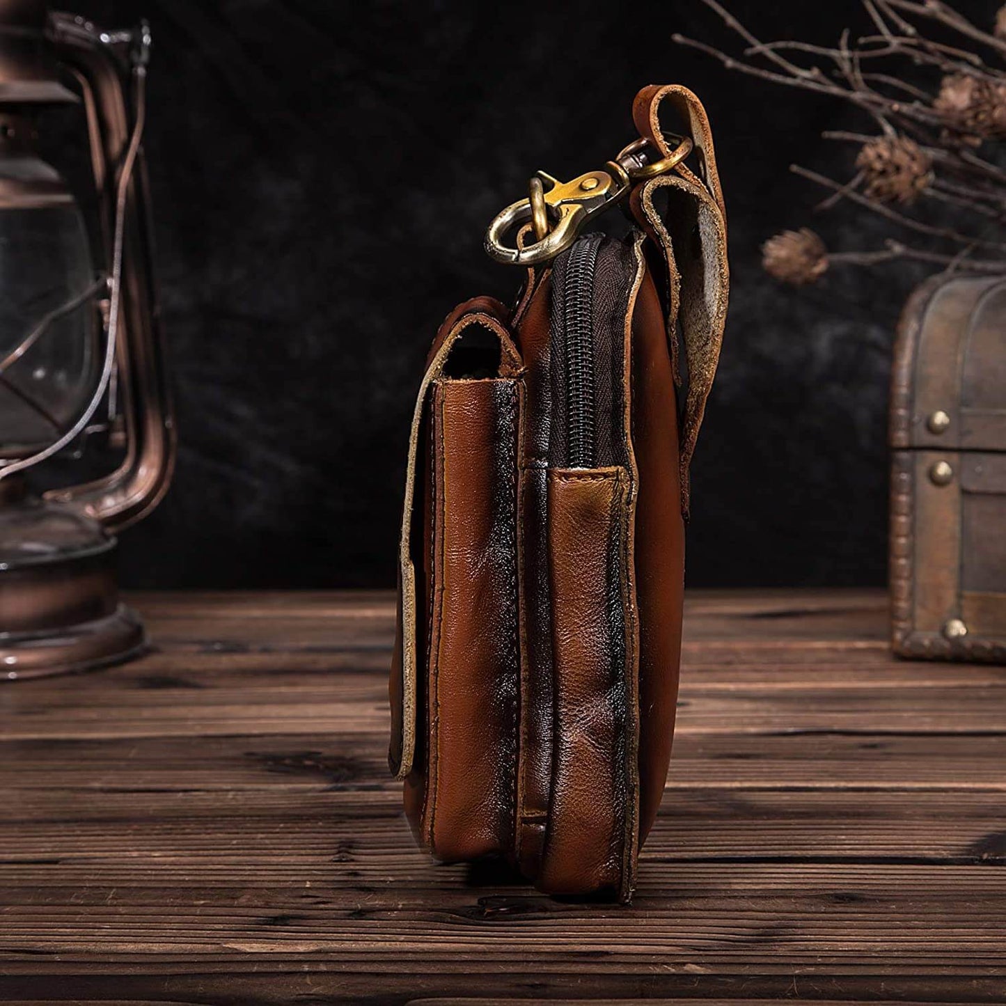 Men's Leather Waist Bag With Adjustable Strap