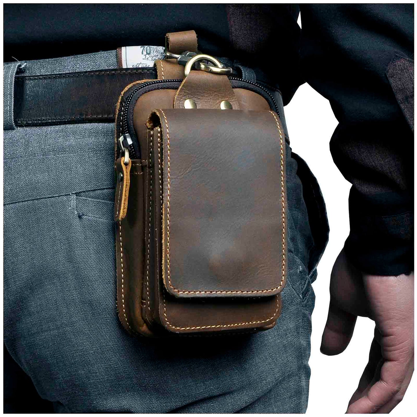 Men's Leather Waist Bag With Adjustable Strap