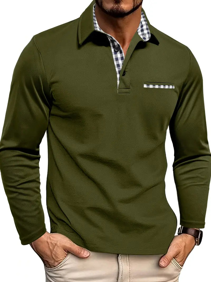 Men's Long Sleeve Polo Shirt Casual Golf Top