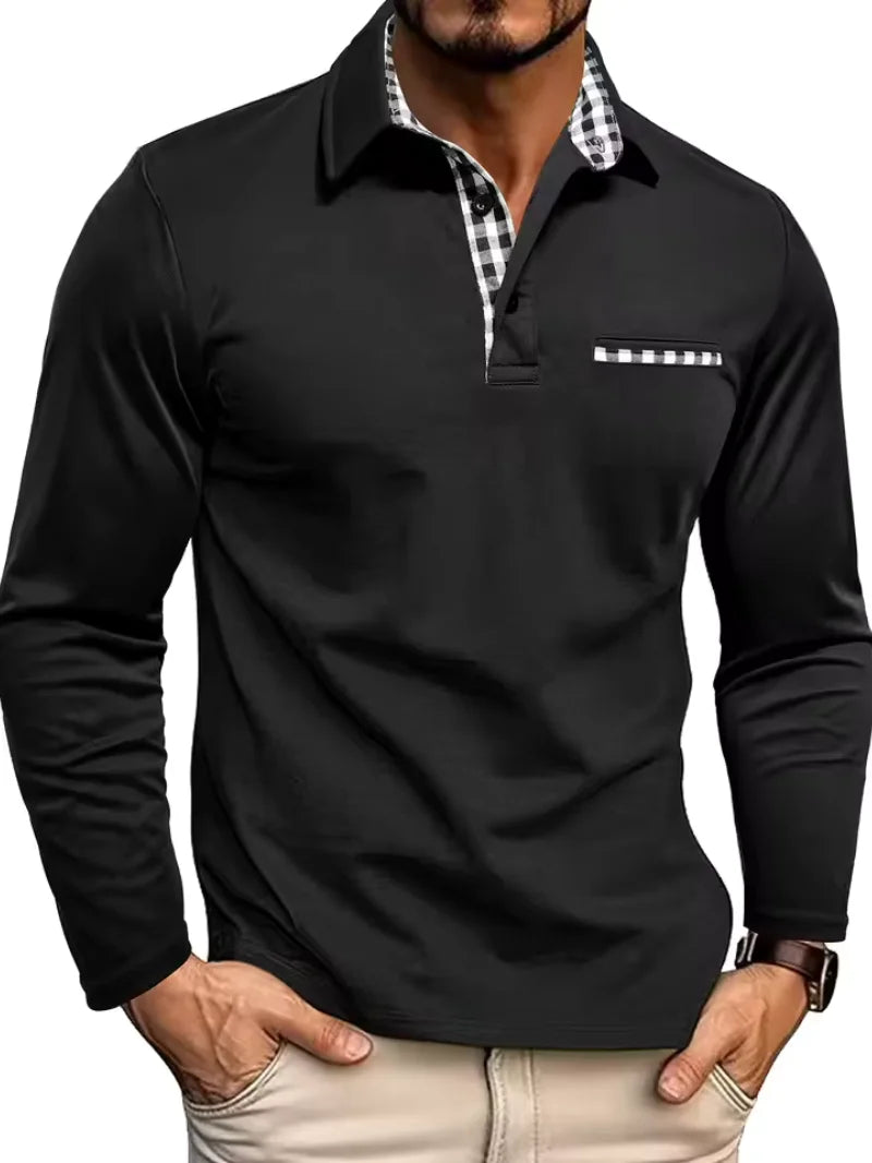 Men's Long Sleeve Polo Shirt Casual Golf Top