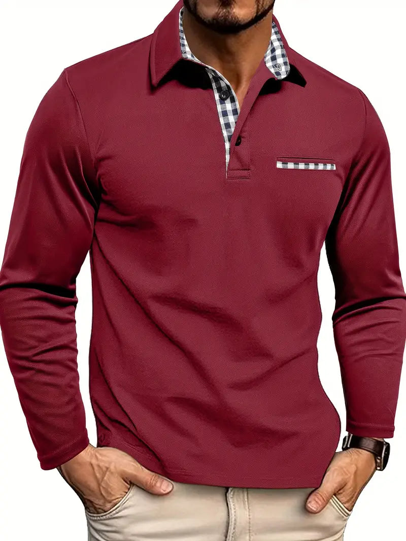Men's Long Sleeve Polo Shirt Casual Golf Top