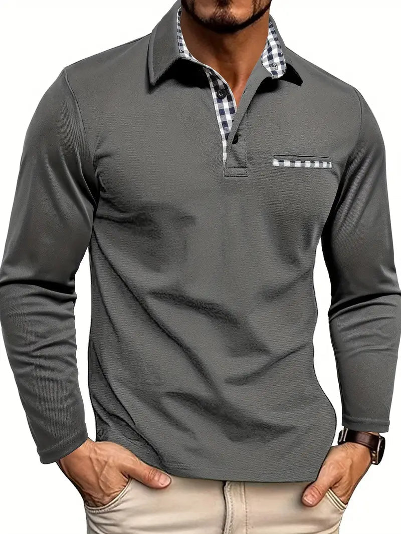 Men's Long Sleeve Polo Shirt Casual Golf Top