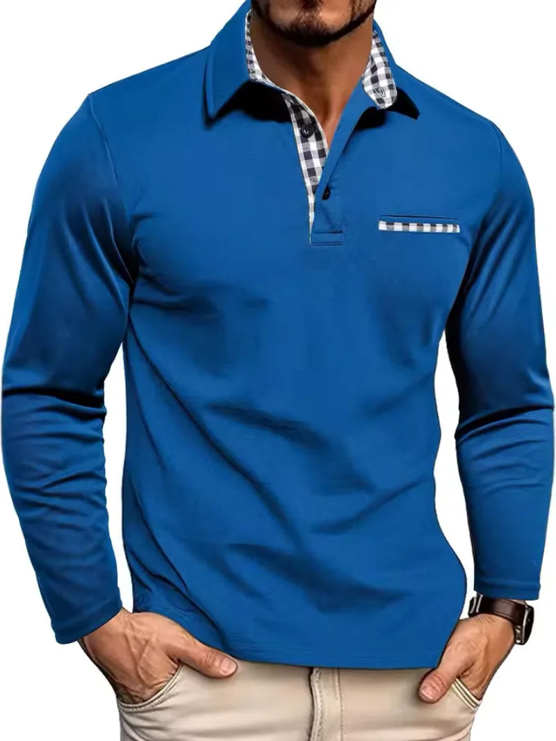 Men's Long Sleeve Polo Shirt Casual Golf Top