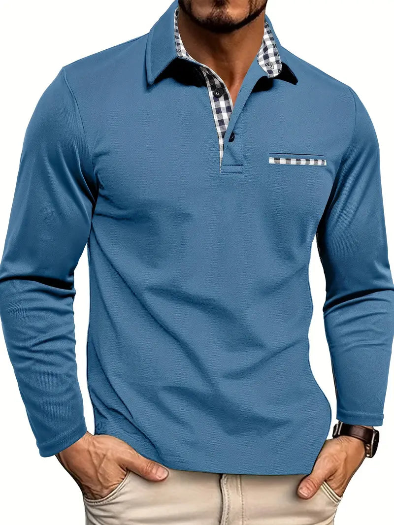 Men's Long Sleeve Polo Shirt Casual Golf Top