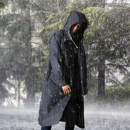 Men's Long Waterproof Hooded Rain Jacket