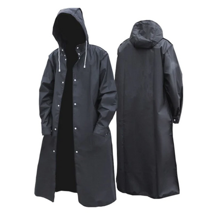 Men's Long Waterproof Hooded Rain Jacket