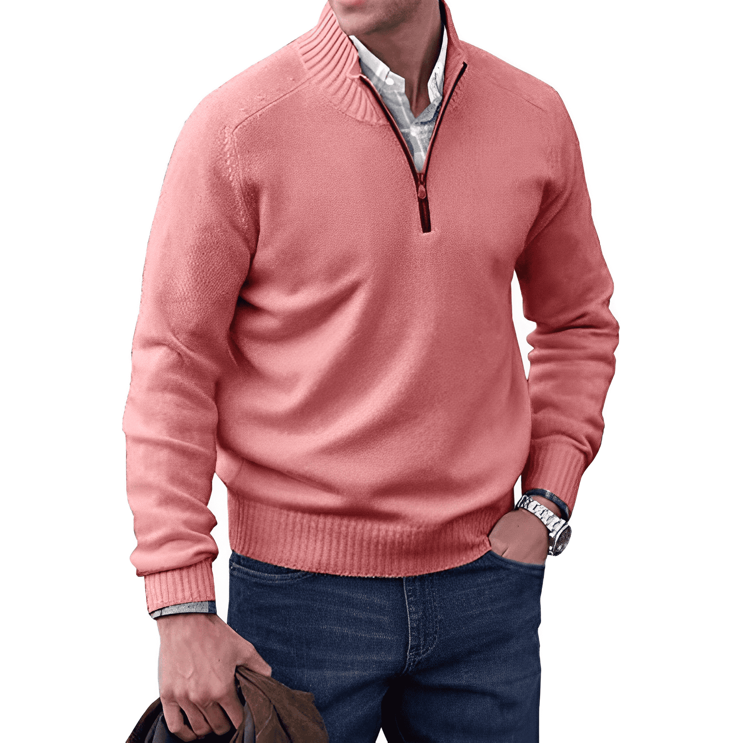 Men's Luxury Soft Knit Quarter Zip Jumper