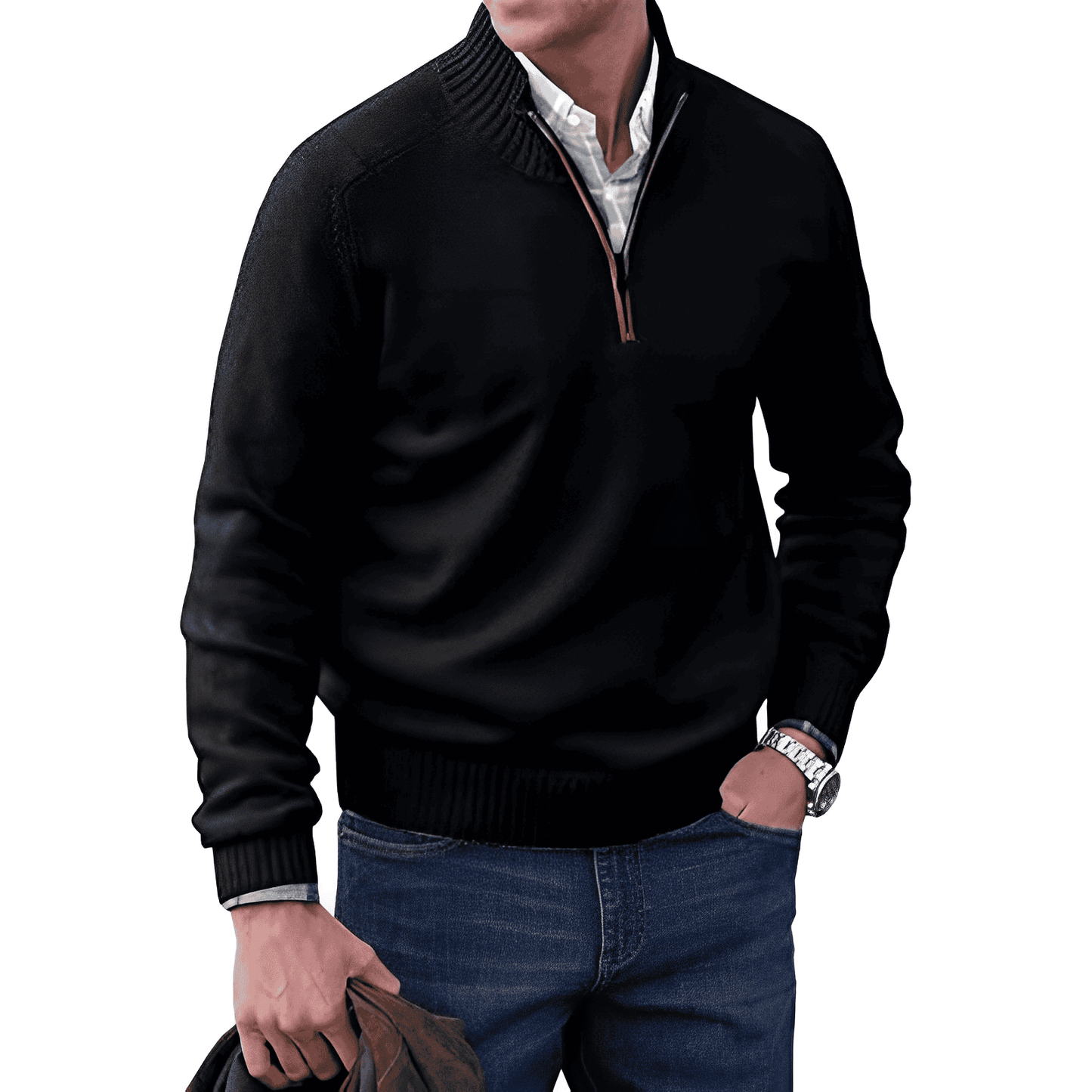 Men's Luxury Soft Knit Quarter Zip Jumper