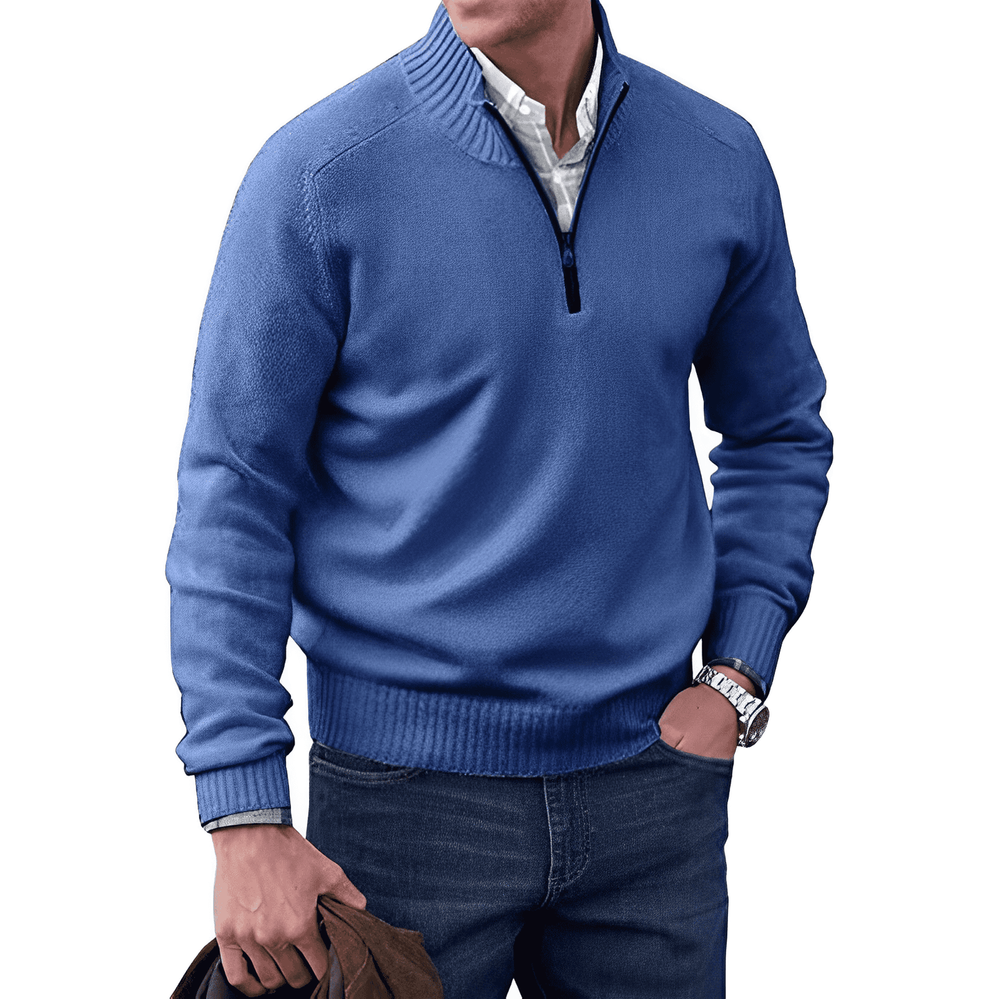 Men's Luxury Soft Knit Quarter Zip Jumper