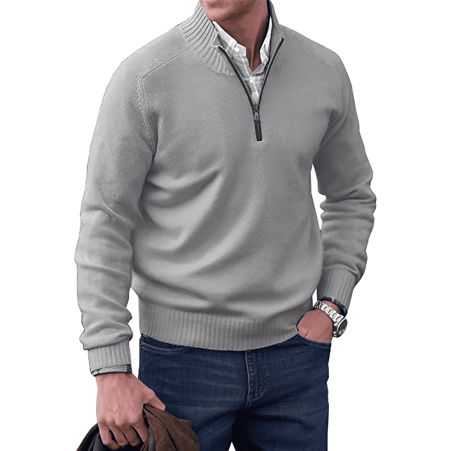 Men's Luxury Soft Knit Quarter Zip Jumper