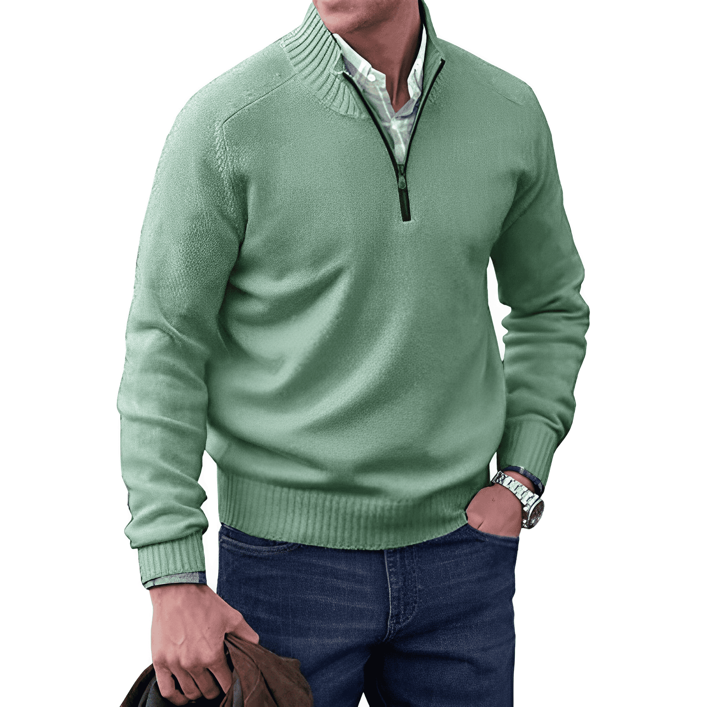 Men's Luxury Soft Knit Quarter Zip Jumper