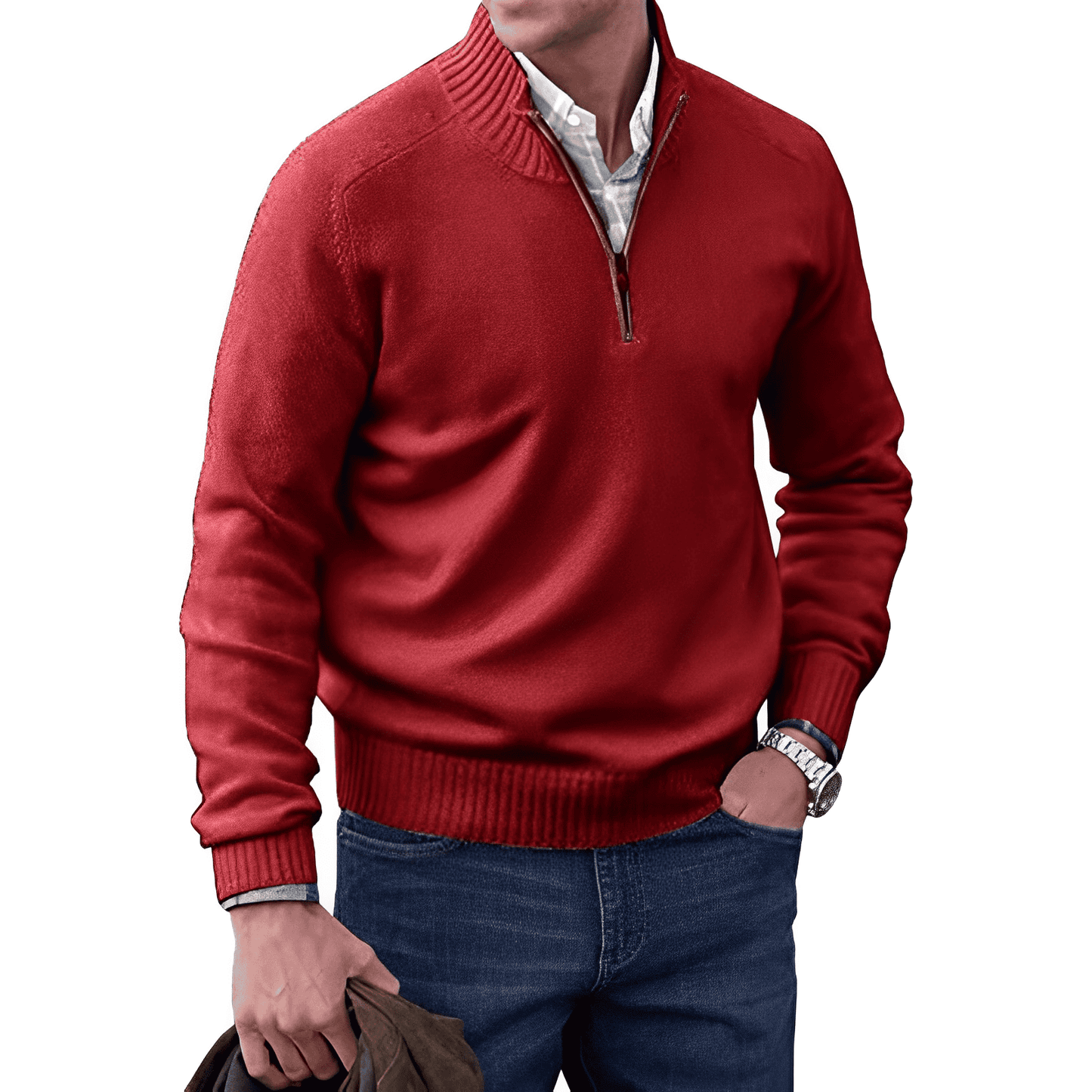 Men's Luxury Soft Knit Quarter Zip Jumper