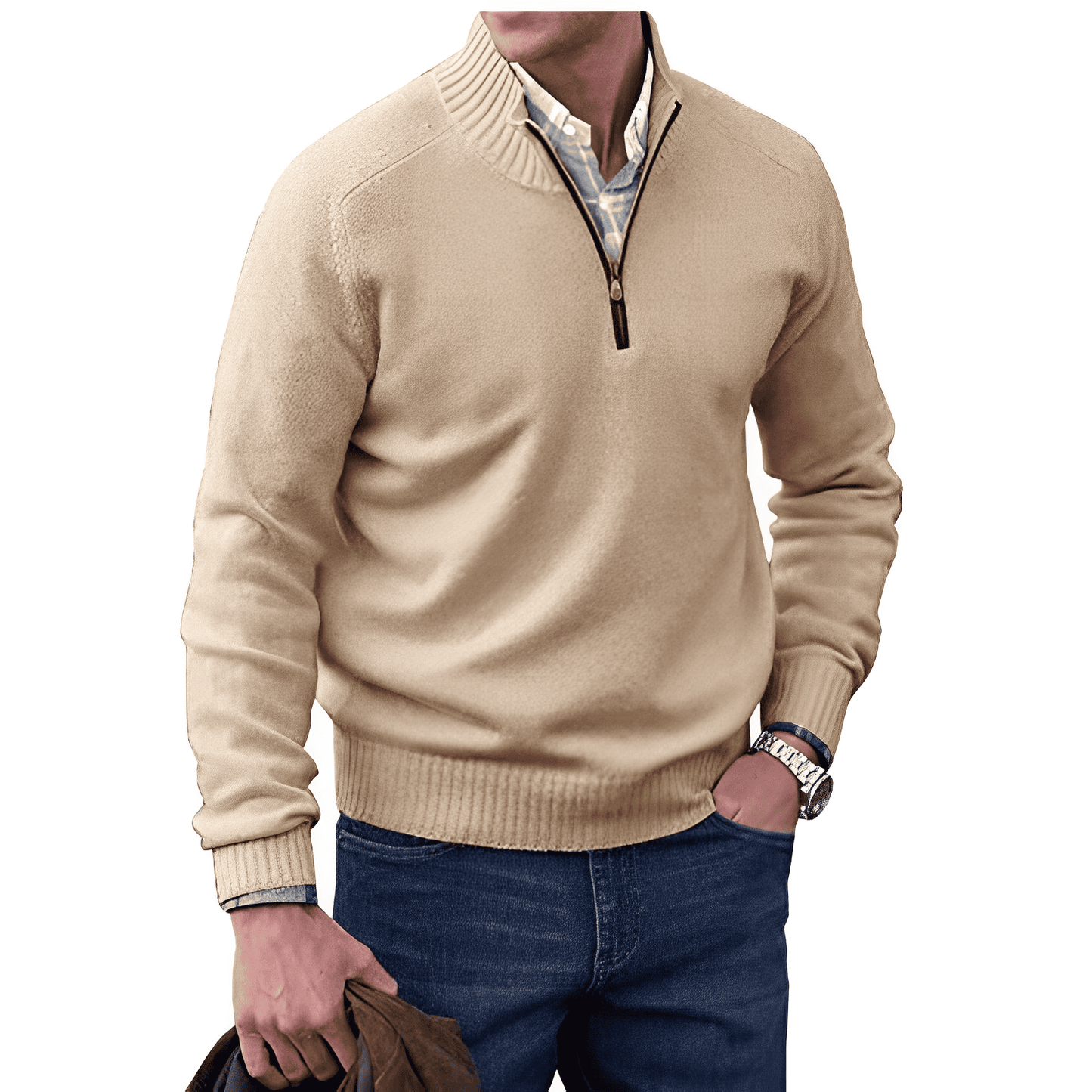 Men's Luxury Soft Knit Quarter Zip Jumper