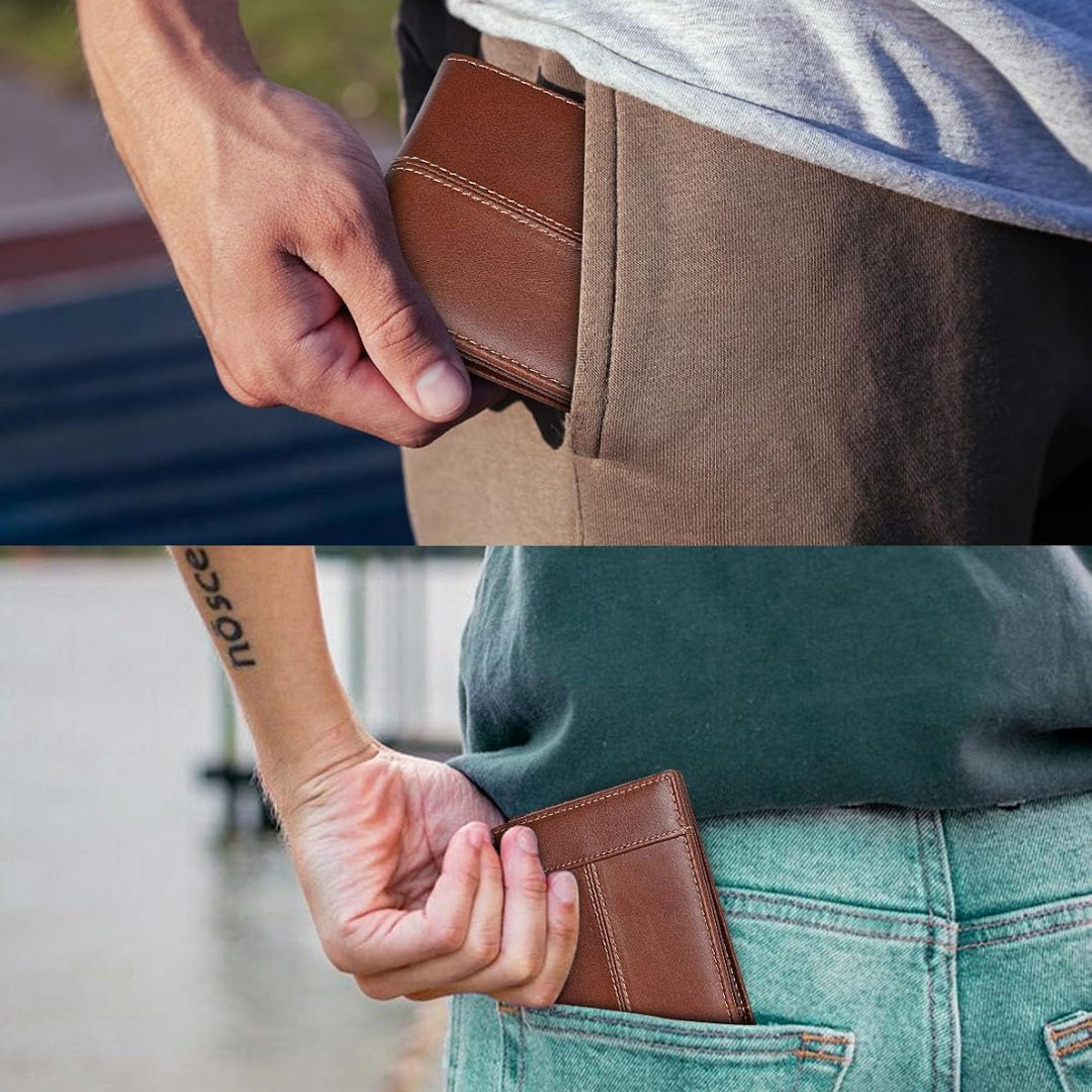 Men's RFID Blocking Leather Bifold Wallet