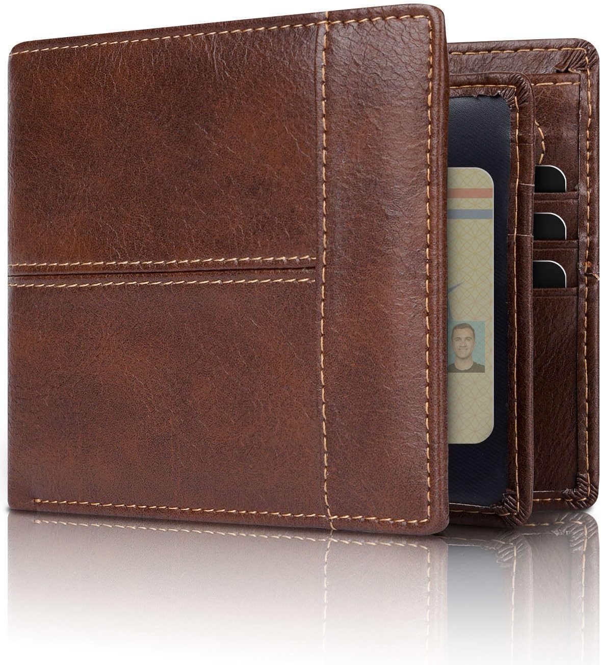 Men's RFID Blocking Leather Bifold Wallet