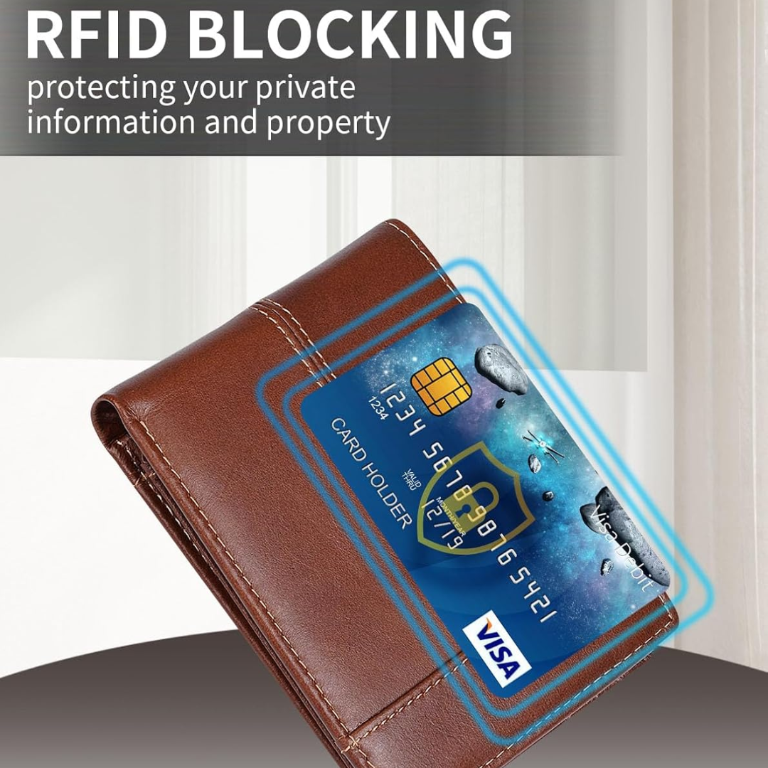 Men's RFID Blocking Leather Bifold Wallet