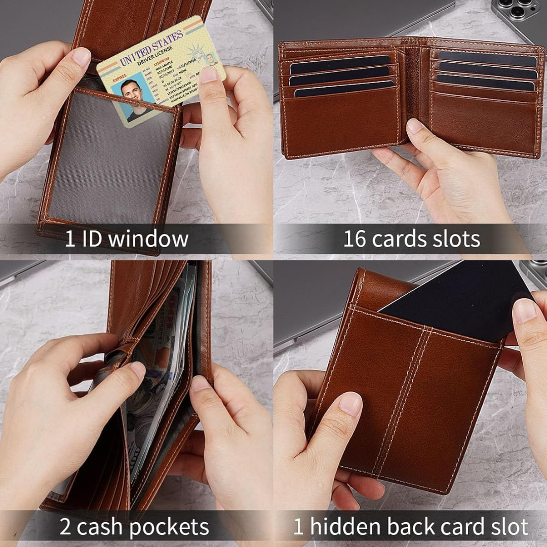 Men's RFID Blocking Leather Bifold Wallet