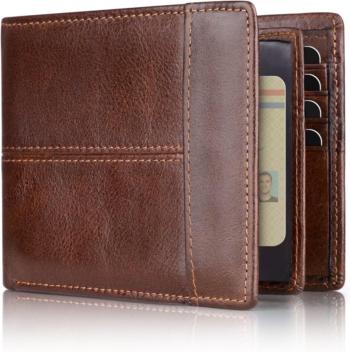 Men's RFID Blocking Leather Bifold Wallet