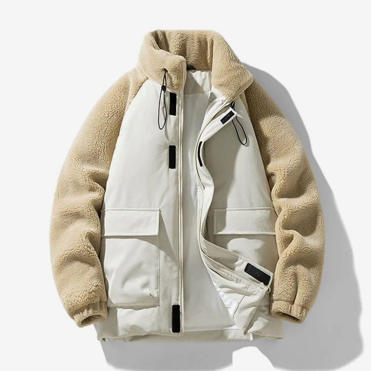 Men's Sherpa Colour-Block Zip-Up Winter Jacket