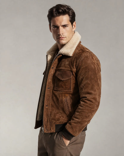 Men's Sherpa Lined Leather Jacket