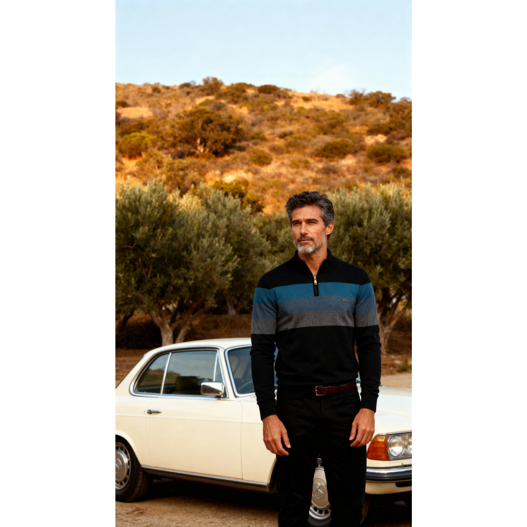 Men's Slim Fit Cotton Quarter Zip Jumper