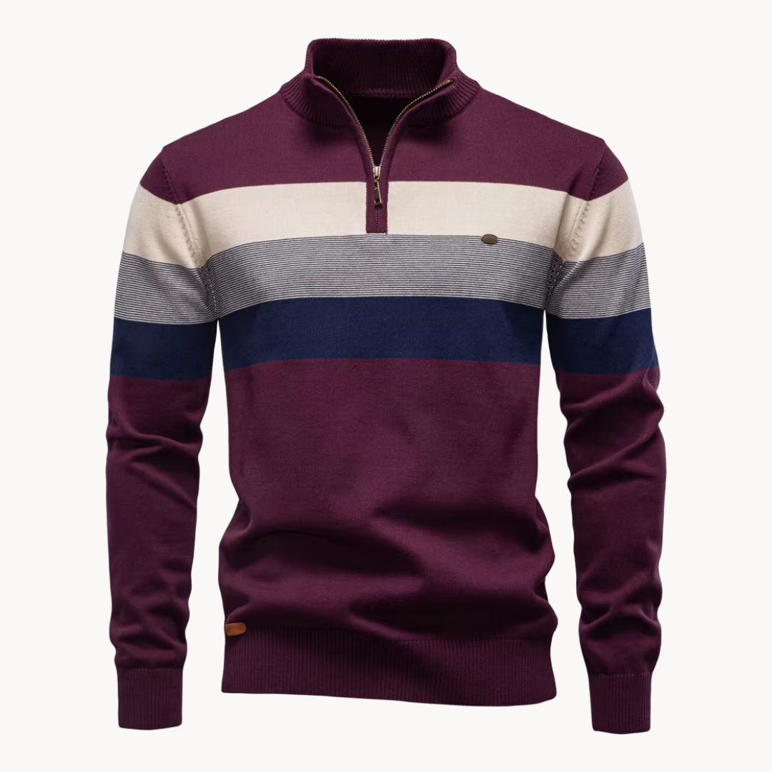 Men's Slim Fit Cotton Quarter Zip Jumper