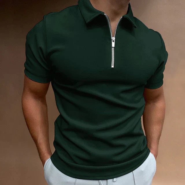 Men’s Slim Fit Quarter Zip Polo Shirt