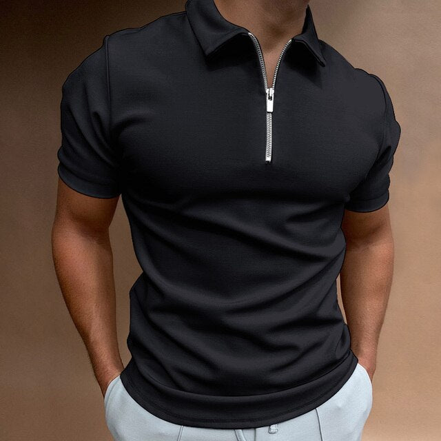 Men’s Slim Fit Quarter Zip Polo Shirt