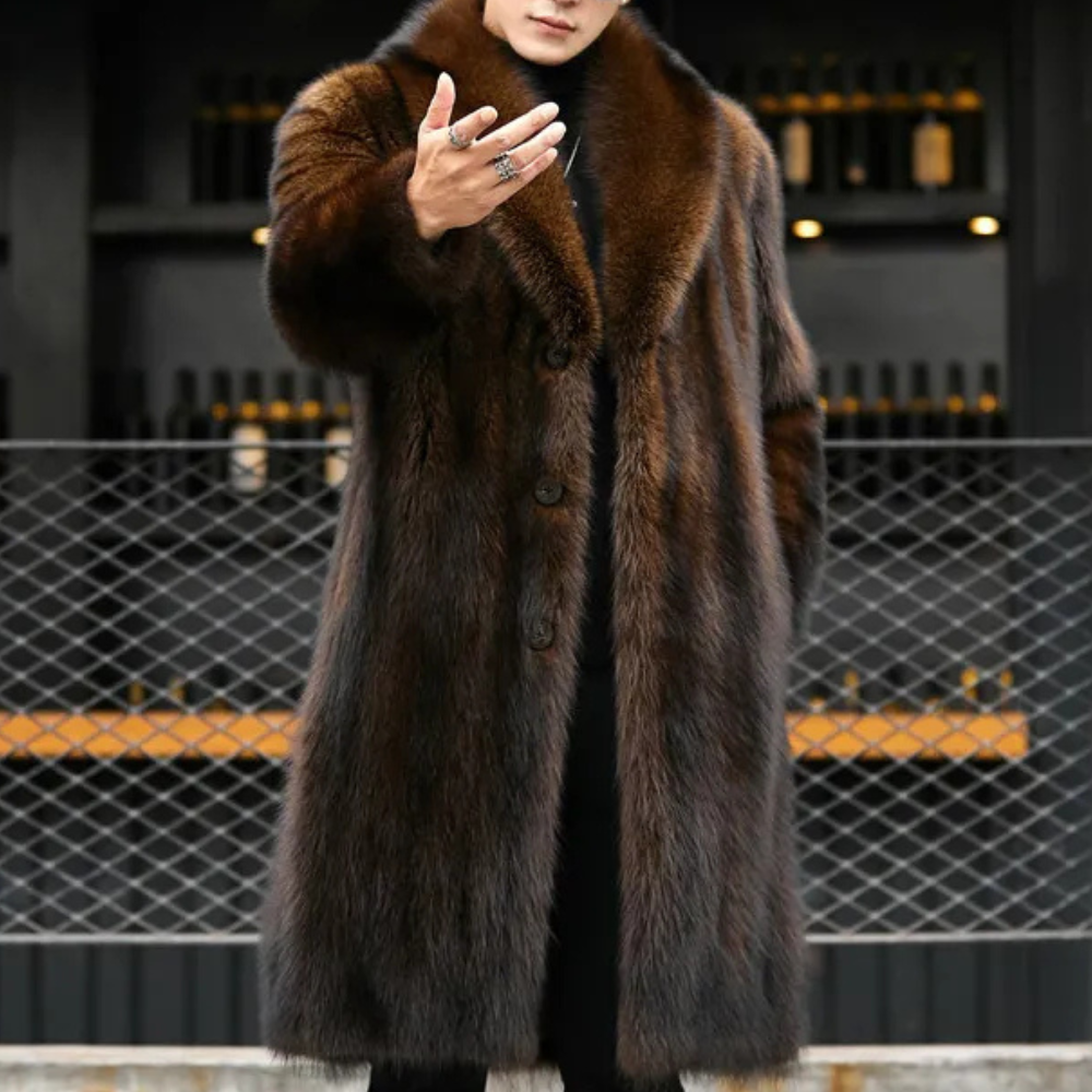 Men's Timeless Faux Fur Trim Coat