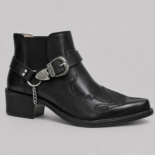Men's Vintage Leather Western Buckle Boots