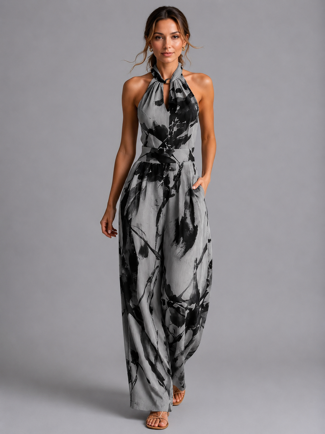 Printed Wide Leg Summer Jumpsuit