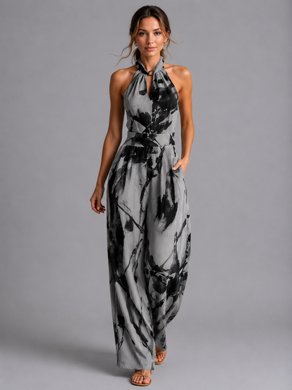 Printed Wide Leg Summer Jumpsuit