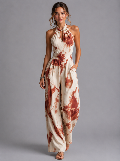 Printed Wide Leg Summer Jumpsuit