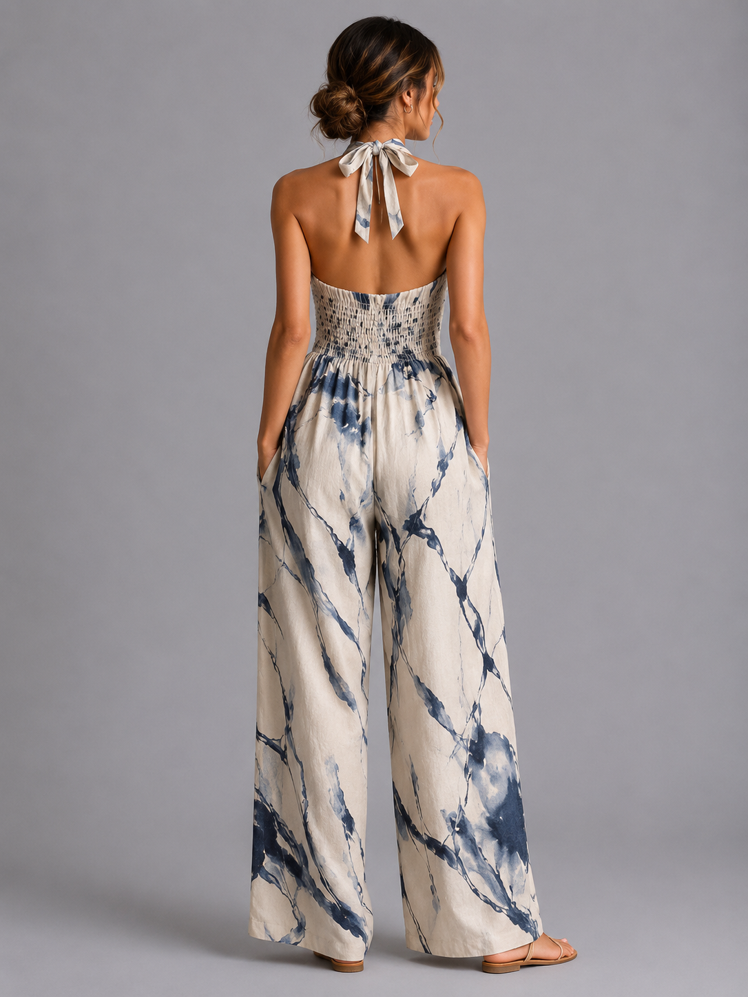 Printed Wide Leg Summer Jumpsuit