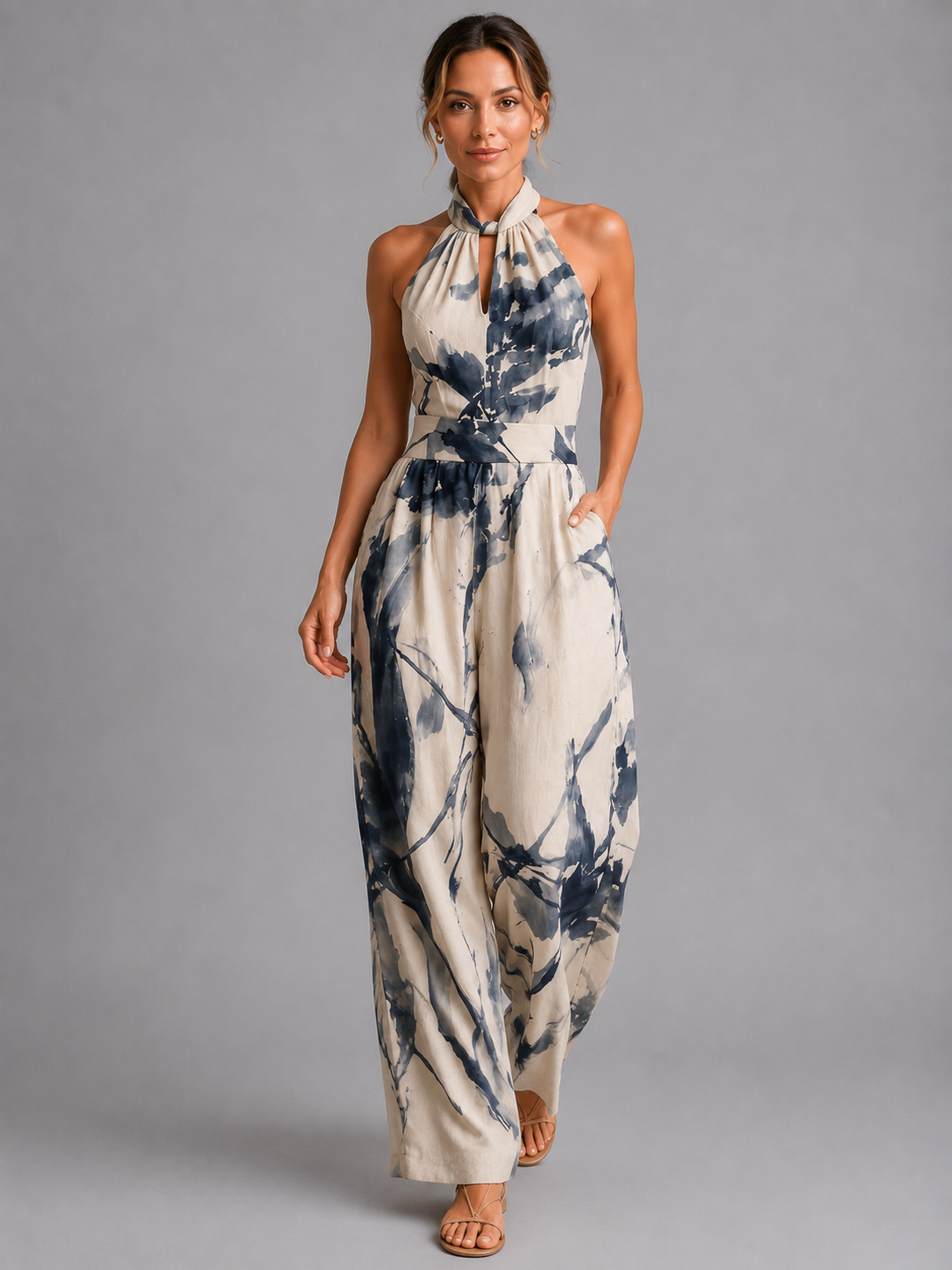Printed Wide Leg Summer Jumpsuit