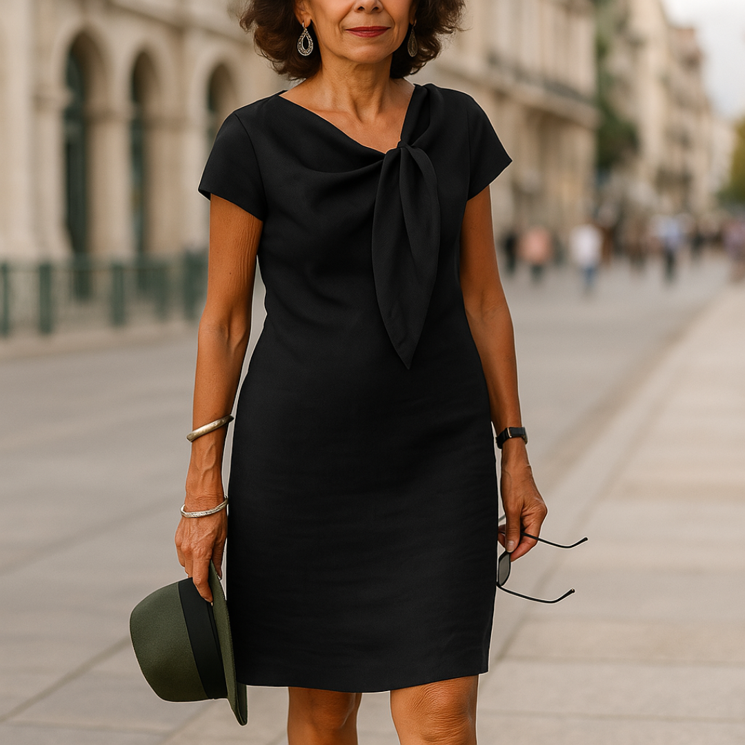 Short Sleeve Bow Detail Shift Dress