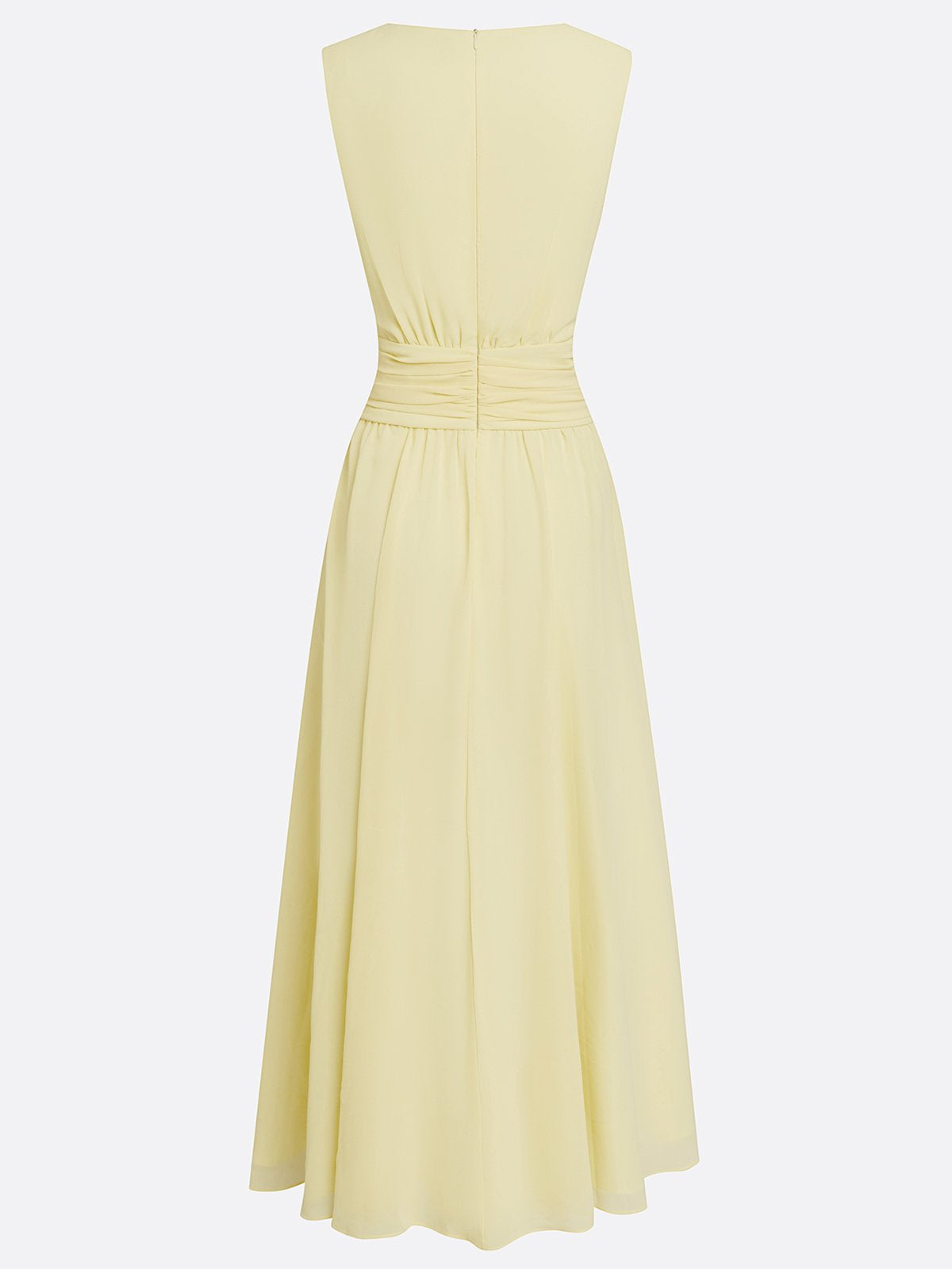 Sleeveless Ruched A-Line Wedding Guest Maxi Dress