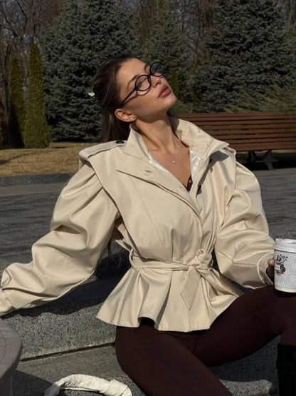 Women's Lace Up Stand Collar Jacket