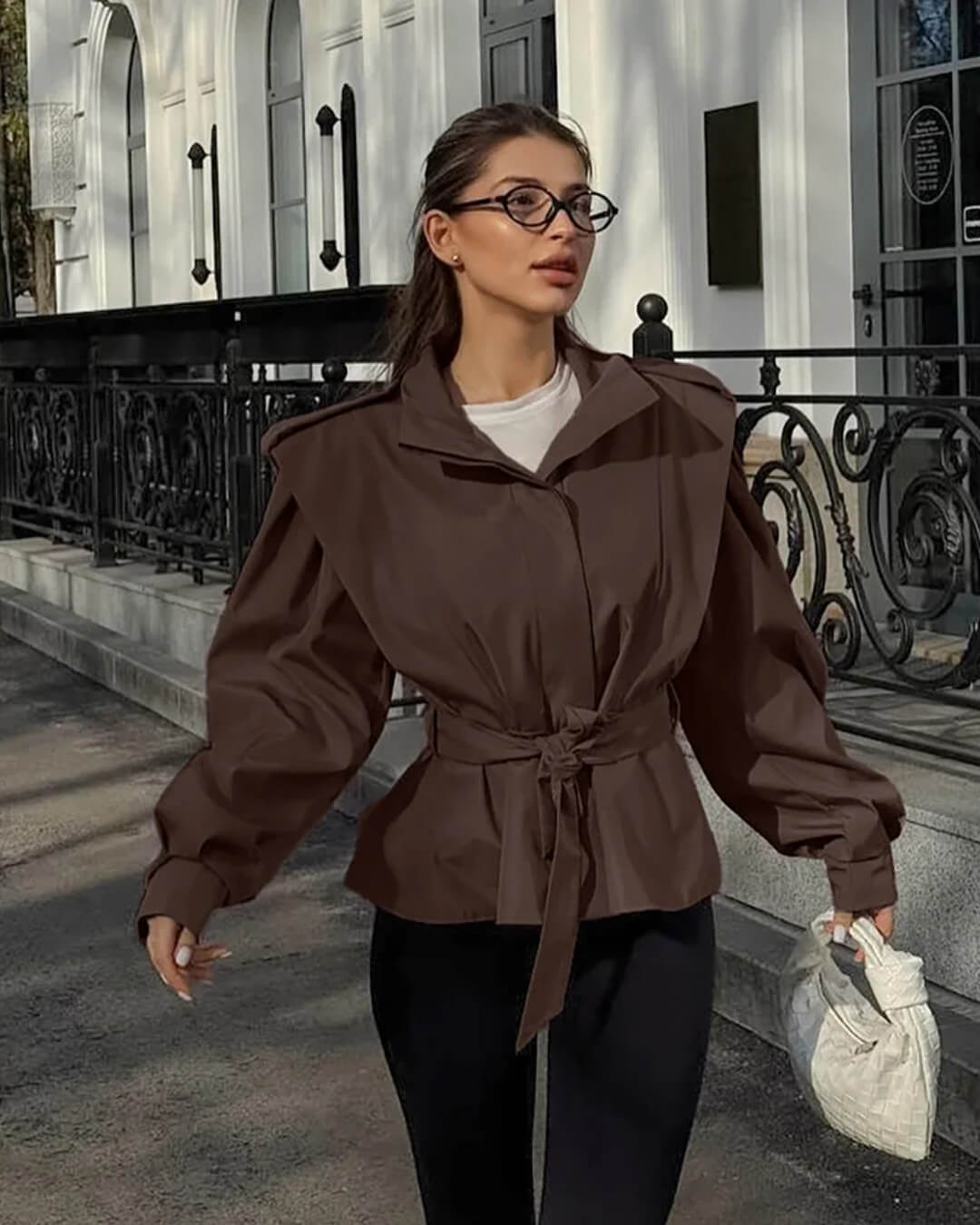 Women's Lace Up Stand Collar Jacket