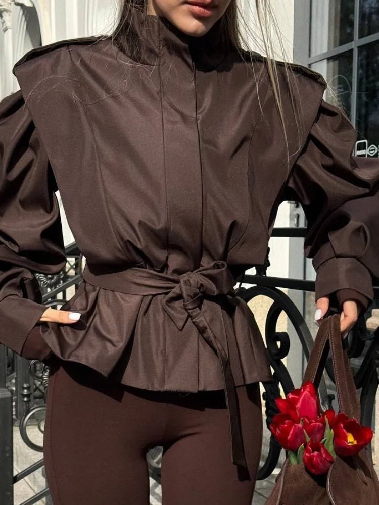 Women's Lace Up Stand Collar Jacket