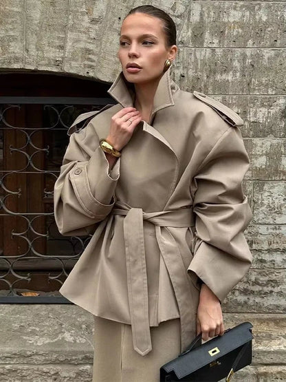 Women's Lace Up Stand Collar Jacket