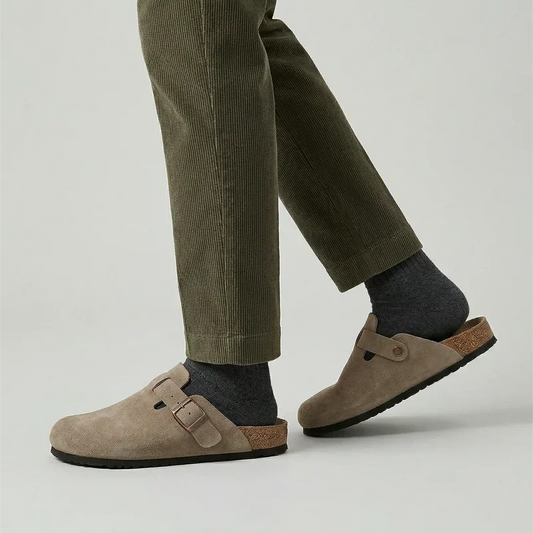 Unisex Buckle Strap Suede Comfort Clogs