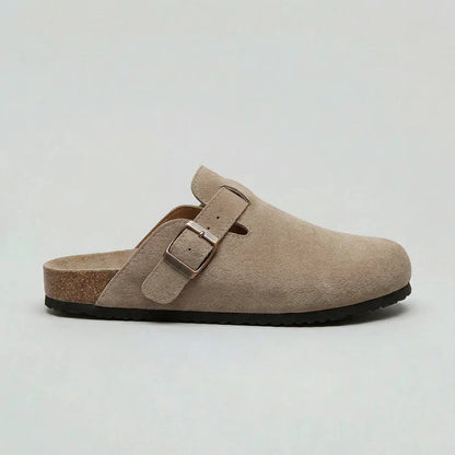 Unisex Buckle Strap Suede Comfort Clogs