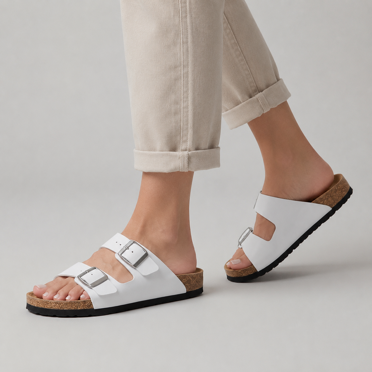 Unisex Double Buckle Comfort Slide Sandals